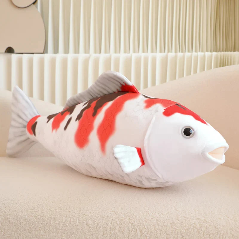 Giant white and red Koi fish plush toy