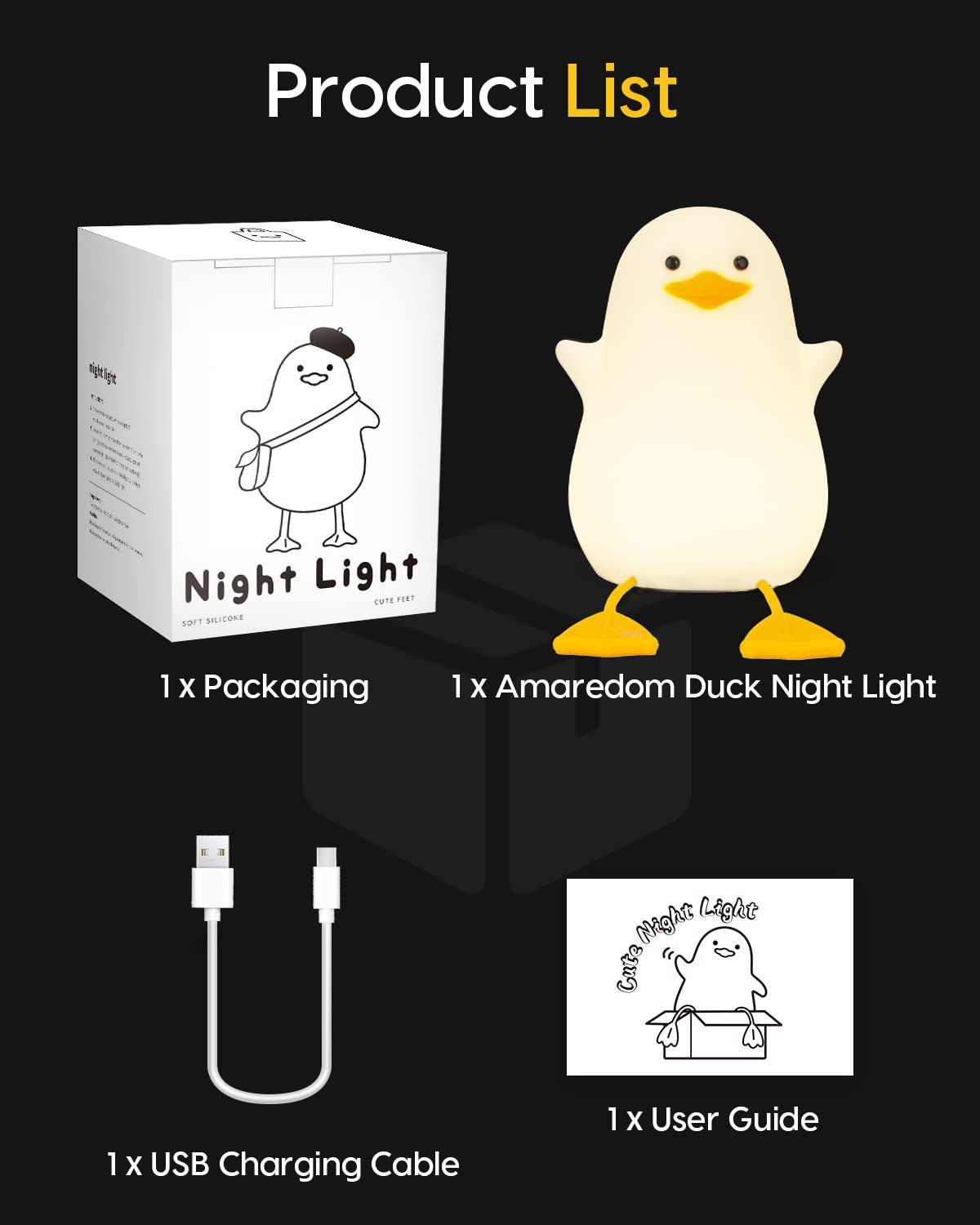 LED silicone duck night light with timer