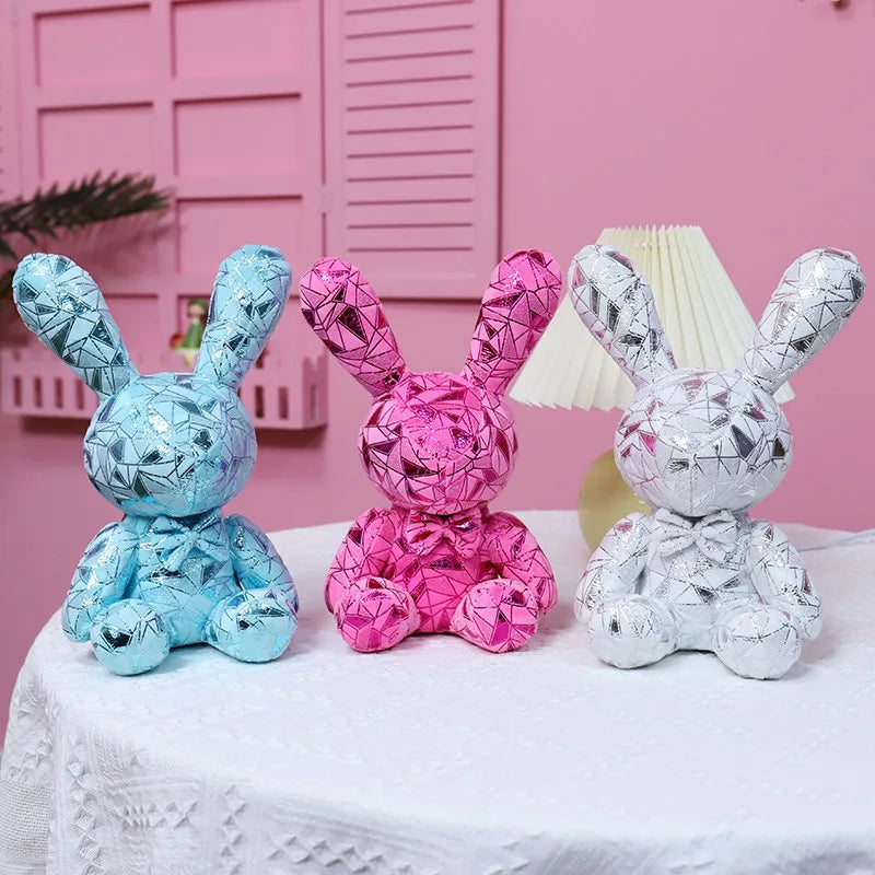 Plush Abstract Geometrical Shiny Bunny &amp; Teddy