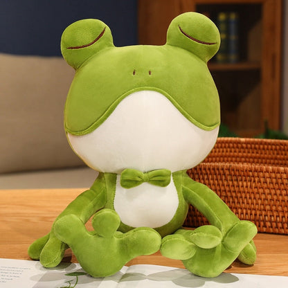 Sleeping green frog plush toy