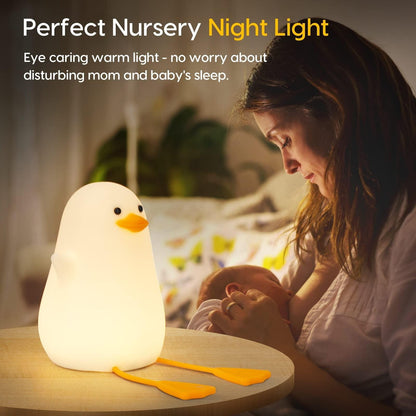 LED silicone duck night light with timer