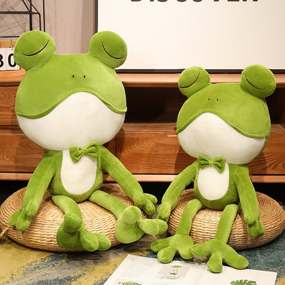 Sleeping green frog plush toy