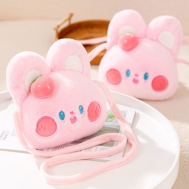 Sac en peluche lapin rose kawaii