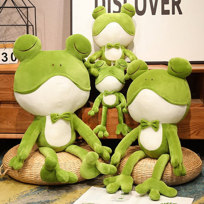 Sleeping green frog plush toy