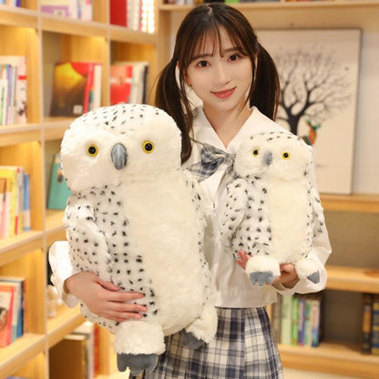 Realistic white owl plush toy