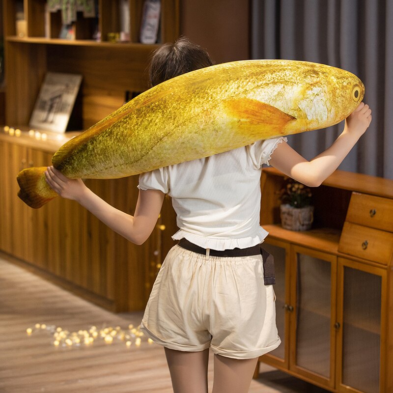 Giant yellow crocodile fish plush toy