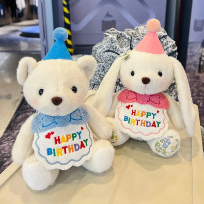 Happy birthday bunny and teddy bear