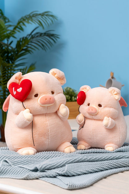 Plush Pig flying heart balloon