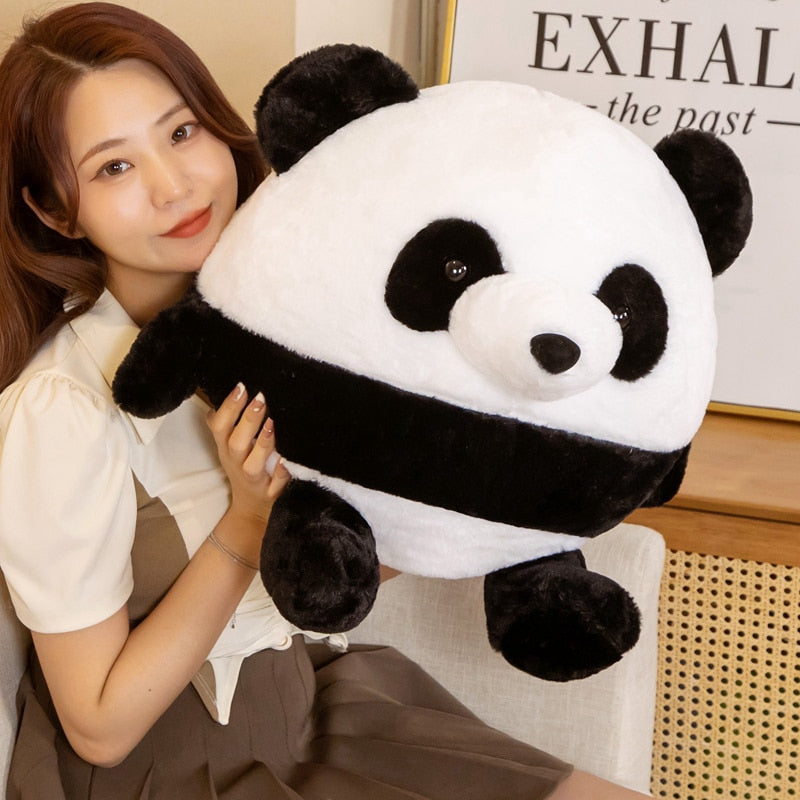 Round and chubby giant panda plush toy