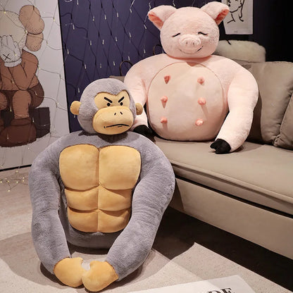 Fun Muscular Monkey Plush Pillow