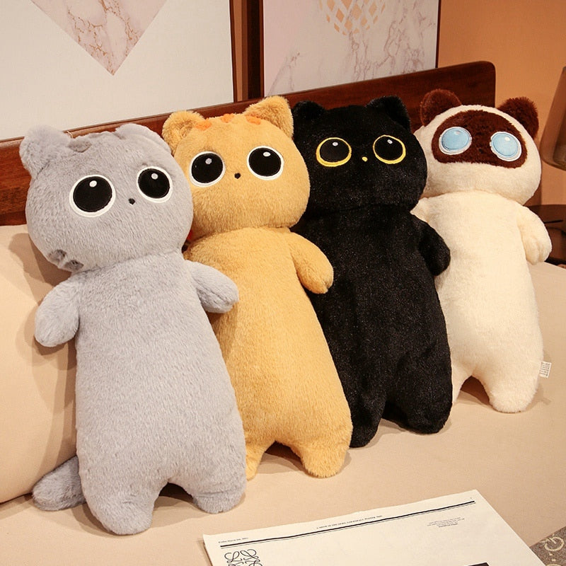 Cat stuffed animals with big eyes and long fluff