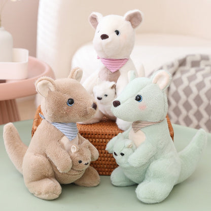 Peluches Kangourou mère et enfant