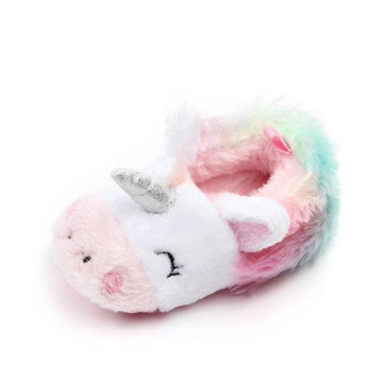 Chaussons en peluche licorne arc-en-ciel pour bébé fille, cadeau idéal pour les 0-18 ans