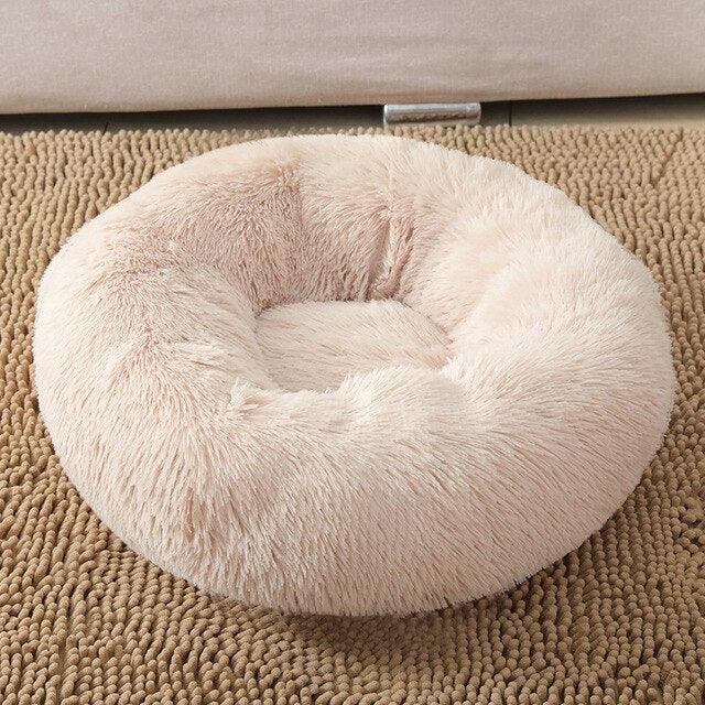 Round plush dog bed, waterproof and super soft bottom