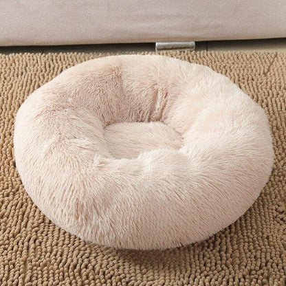 Round plush dog bed, waterproof and super soft bottom