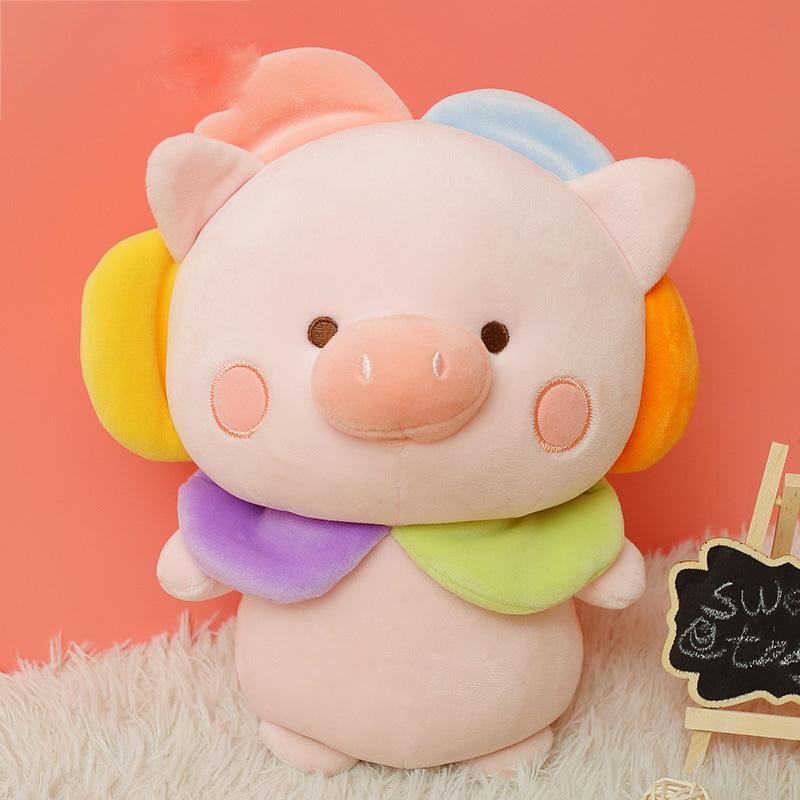 Kawaii Bear &amp; Piggy Plush Dolls with Cute Flower Hats