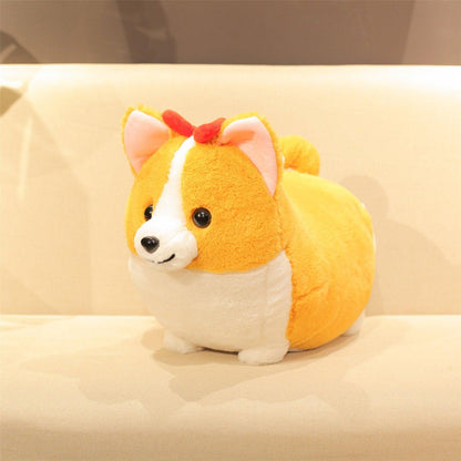 Poupée Corgi à cœur de pêche Jouet en peluche chien Corgi