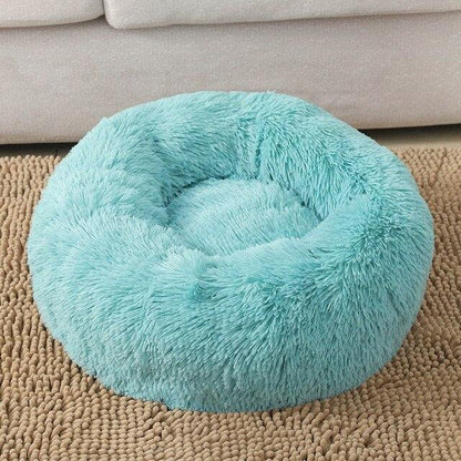 Round plush dog bed, waterproof and super soft bottom