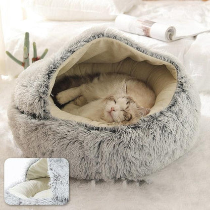 Lit adorable et douillet en forme de grotte pour chat