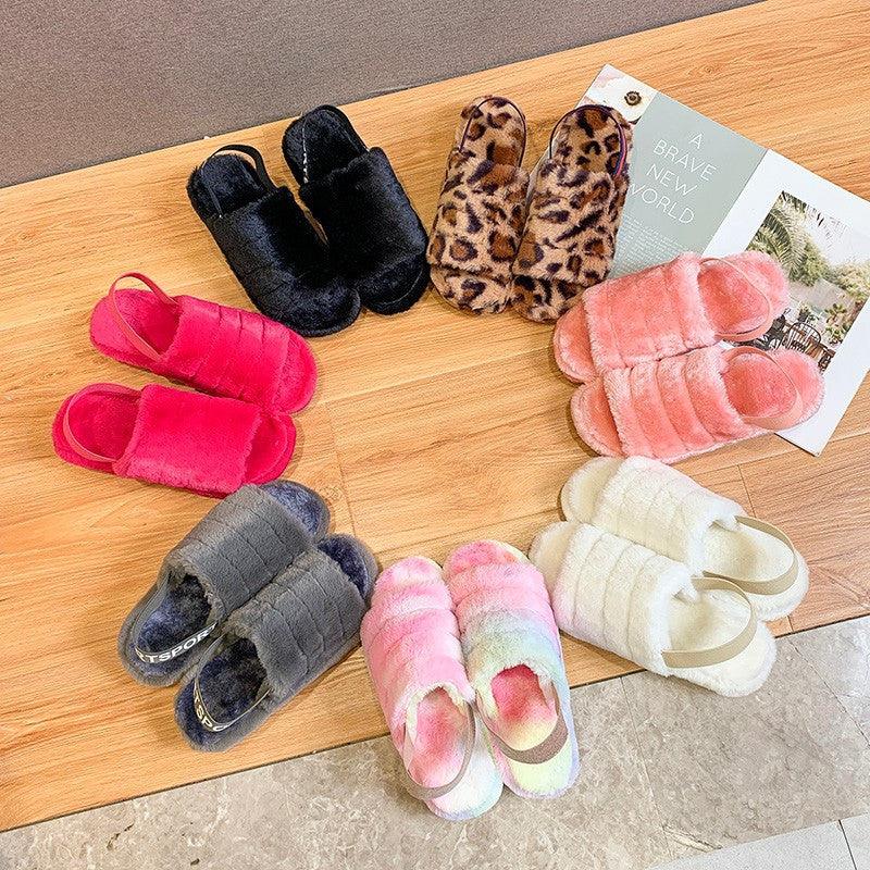 Plus Size Thick Bottom Plush Slippers