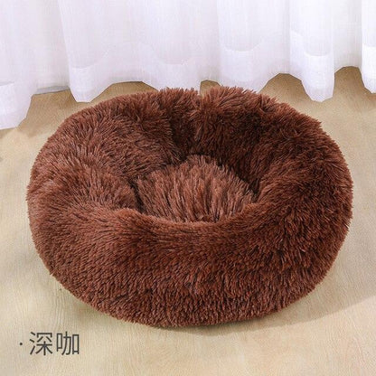 Round plush dog bed, waterproof and super soft bottom