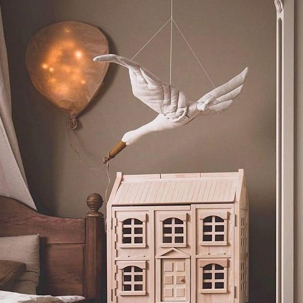 Cotton Swan Plush Doll Wall Hanging Pendant for Kids Room