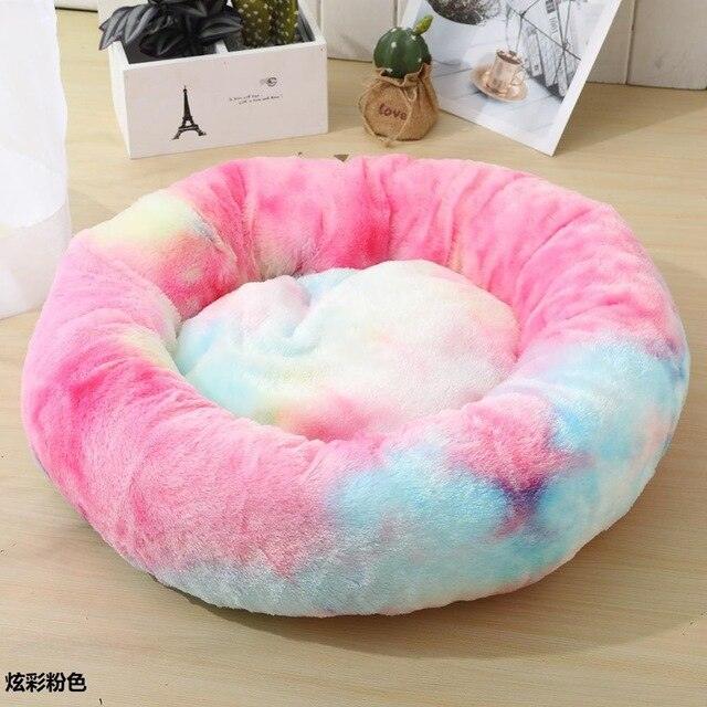 Round plush dog bed, waterproof and super soft bottom