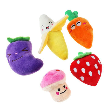 Jouets en peluche pour chien en forme de fruits (lot de 5)