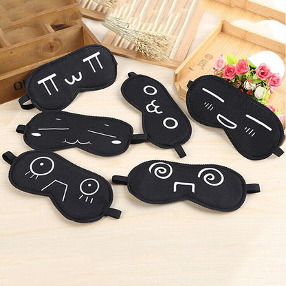 Black Sleep Mask with Cartoon Eyes