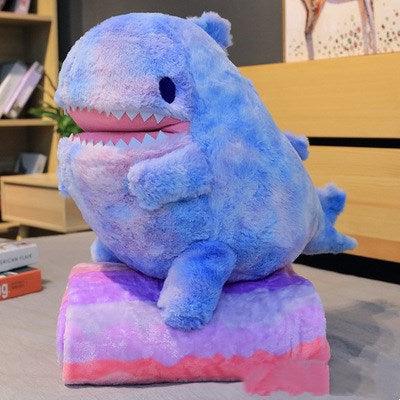 23.5" Kawaii Large Rainbow Rainbow Dinosaur Plush Toy with Blanket, Great Gift for Kids (Jouet en peluche de dinosaure arc-en-ciel avec couverture, grand cadeau pour les enfants)