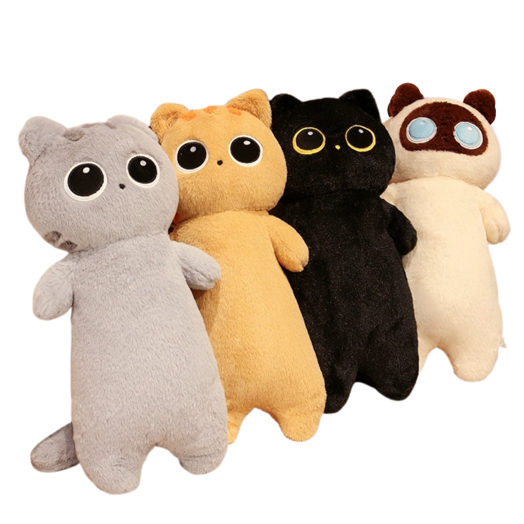 Peluches de chat aux grands yeux et aux longues peluches