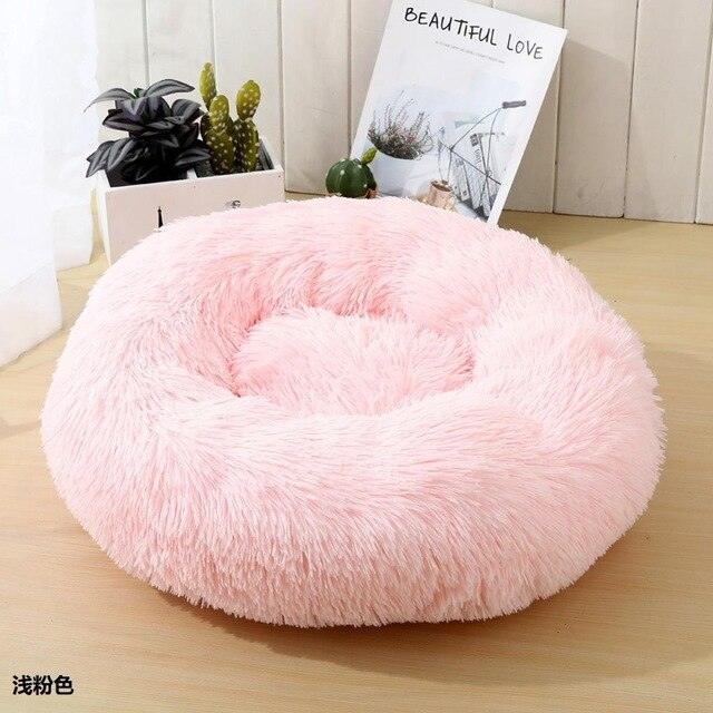 Round plush dog bed, waterproof and super soft bottom