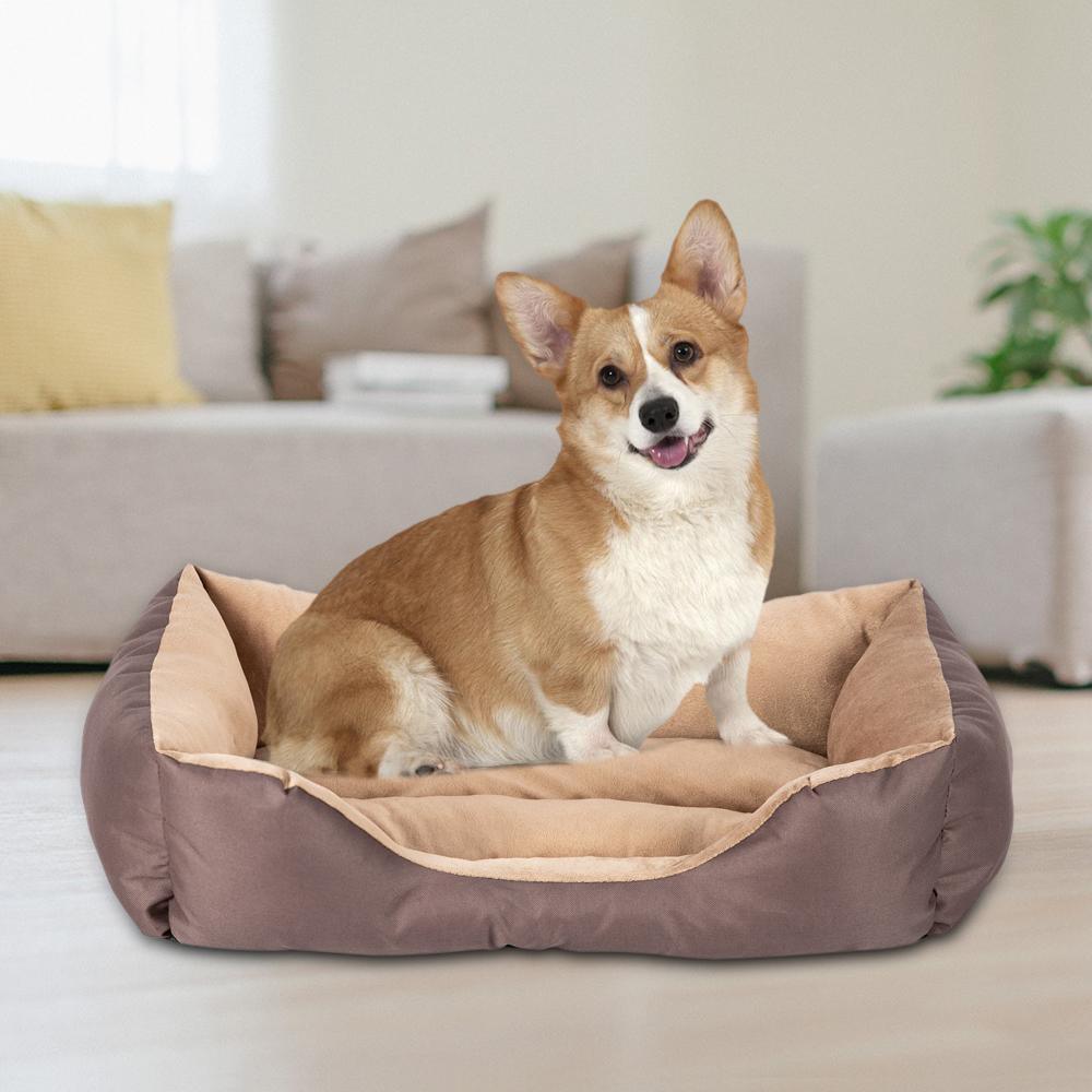 28" Grande Taille Lit de Chien Matelas Coton Marron