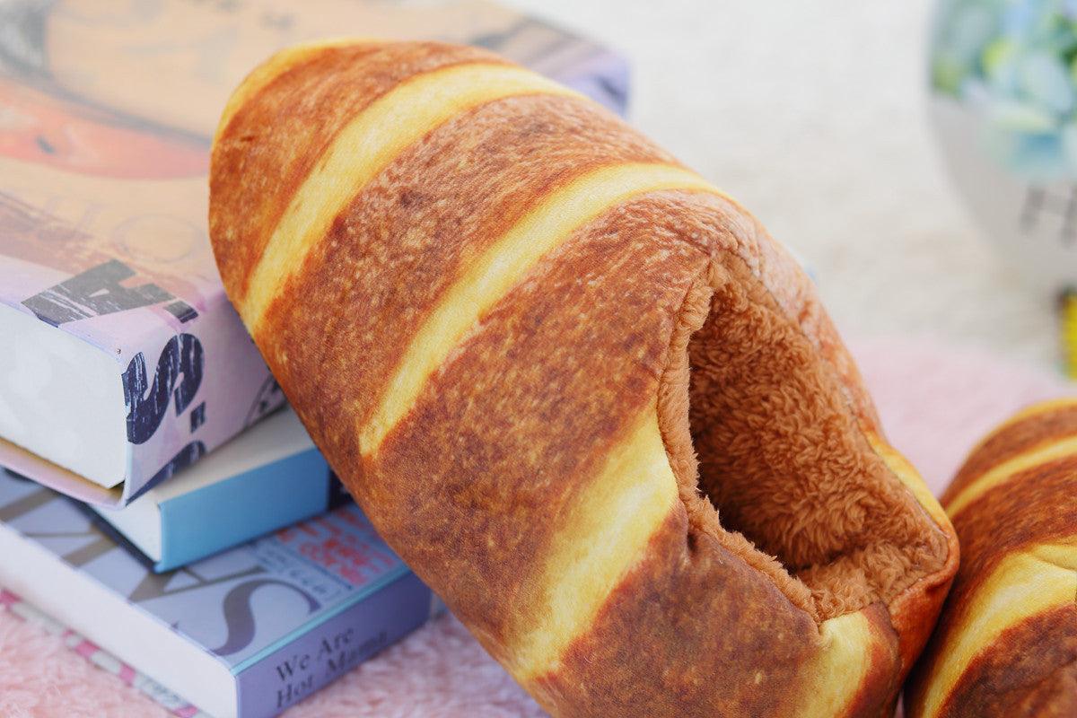 Plush baked bread slippers