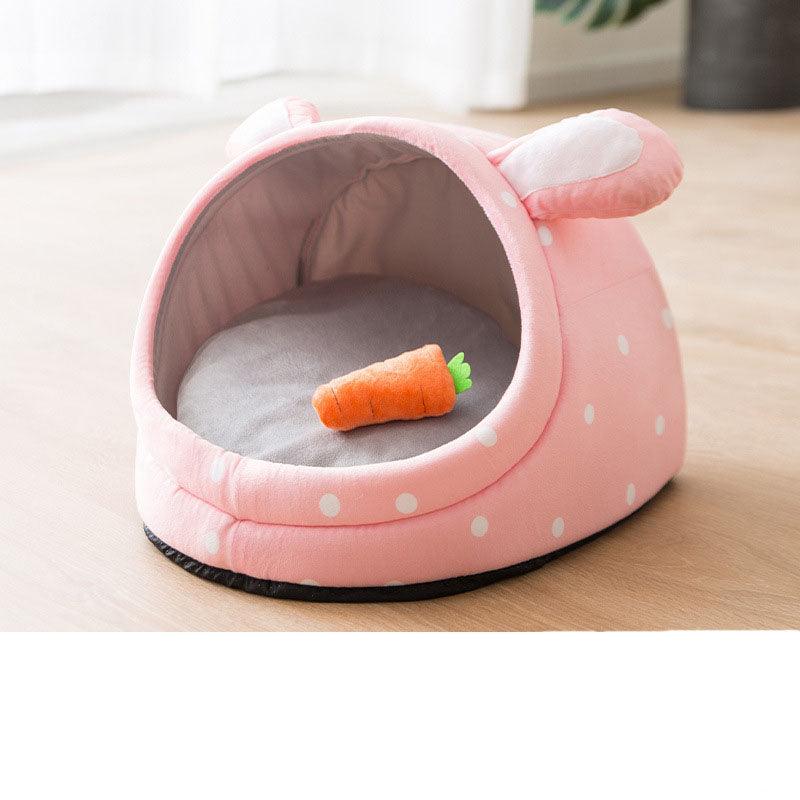 Adorable bourdon, semi fermé, lit en peluche épaissi pour chats et petits chiens