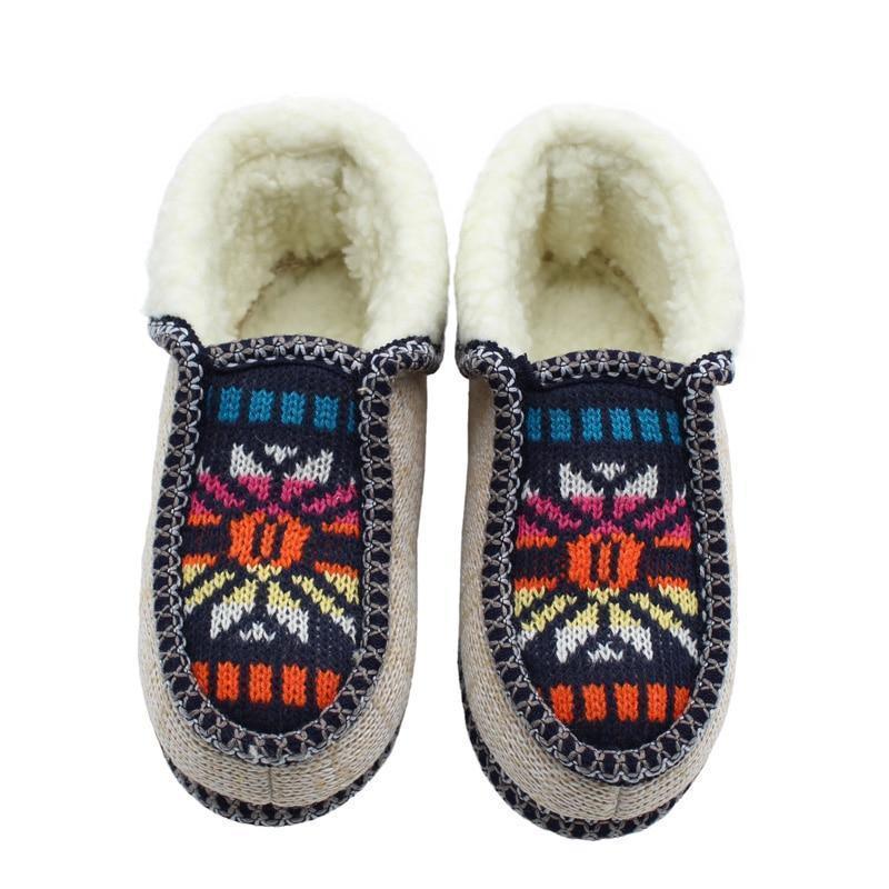 Aztec Knitted Plush Slippers