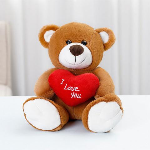 Poupée peluche ours Hug Bear avec nœud papillon et cœurs