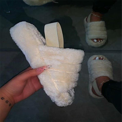 Plus Size Thick Bottom Plush Slippers