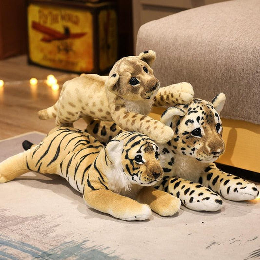 Adorables peluches Lion, Léopard et Tigre