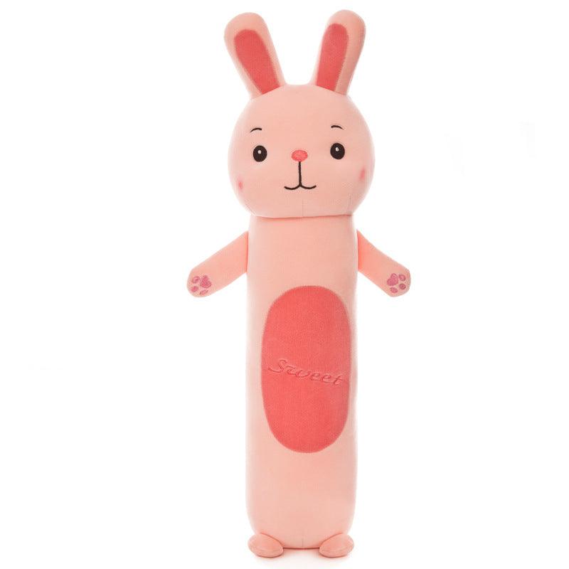 Plush doll with long, cylindrical pillow