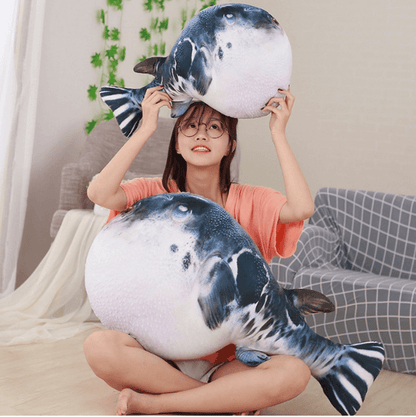 pop lovely animal réaliste poisson-globe peluche oreiller