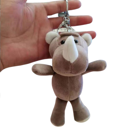 Porte-clés en peluche rhinocéros super mignon