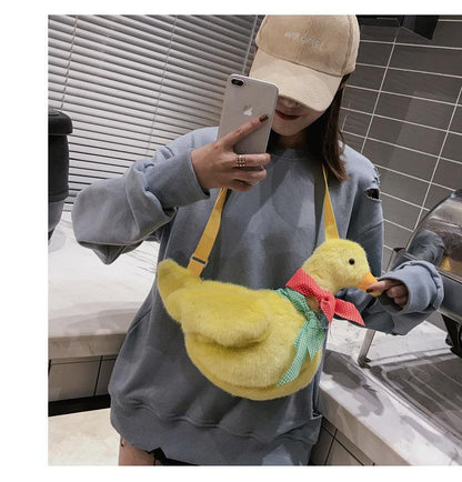 Plush duck shoulder bag