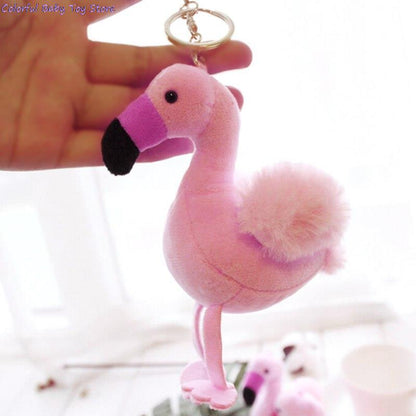 Porte-clés en peluche flamant rose