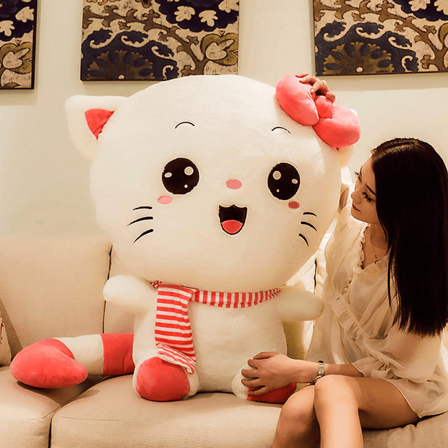 Jouet en peluche Kawaii Kitty Cat Head 20" (tête de chat surdimensionnée)