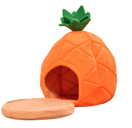 Lit pour chat en forme d'ananas orange