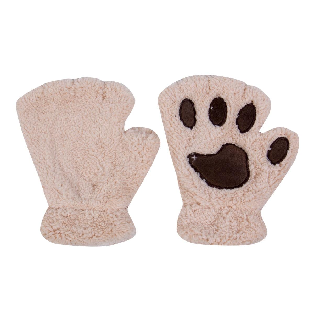 Plush mittens with cat claws