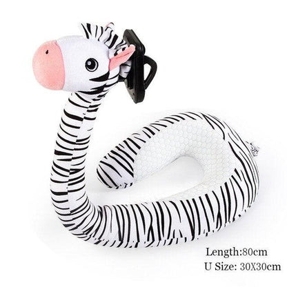12" x 29.5" Creative 2 in 1 Plush U-Shaped Pillow with Different Animal Shapes and Lazy Phone Holder