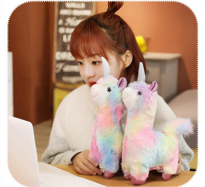 Kawaii Rainbow Unicorn Alpaca Plush Toy, Great Gift for Kids