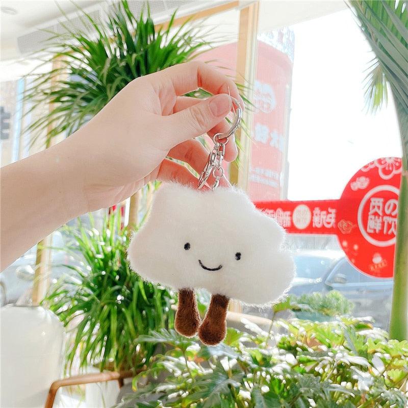 White cloud soft toys with key rings, buttons and hairpins